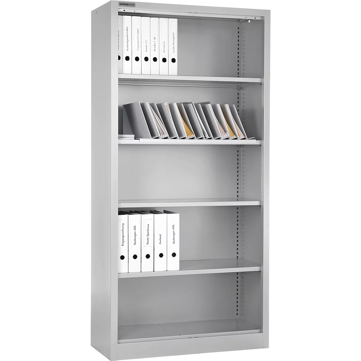 Schäfer Shop Select Regalschrank MS, 5 OH, B 800 x T 400 x H 1935 mm, Stahlblech, Verkehrsweiß