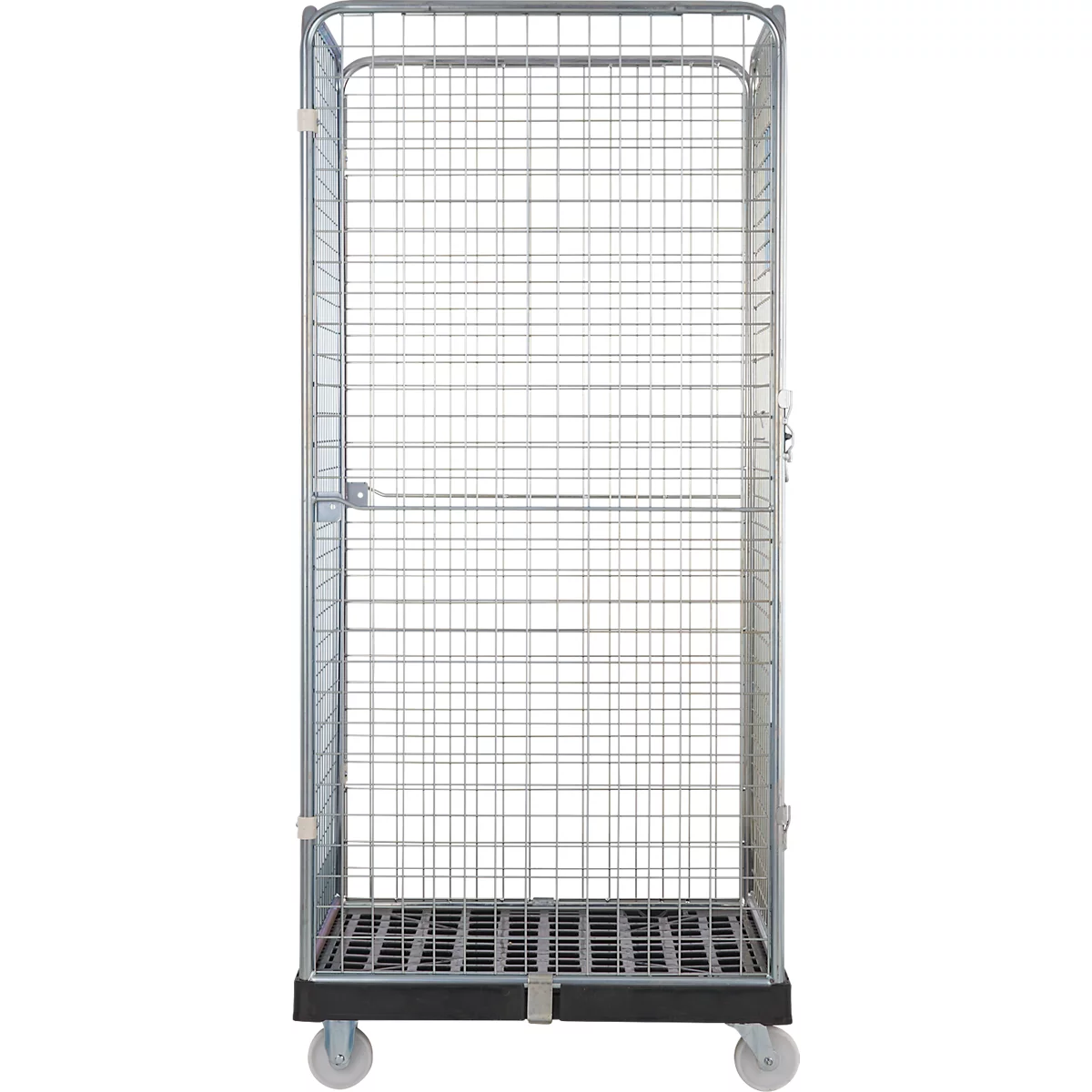 Schäfer Shop Select rolcontainer ADB BASICline, 4-zijdig, met deur, zonder tussenlegbord, tot 500 kg, zwenk- en bokwielen, L 724 x B 815 x H 1800 mm, staal &amp; gerecycled HDPE