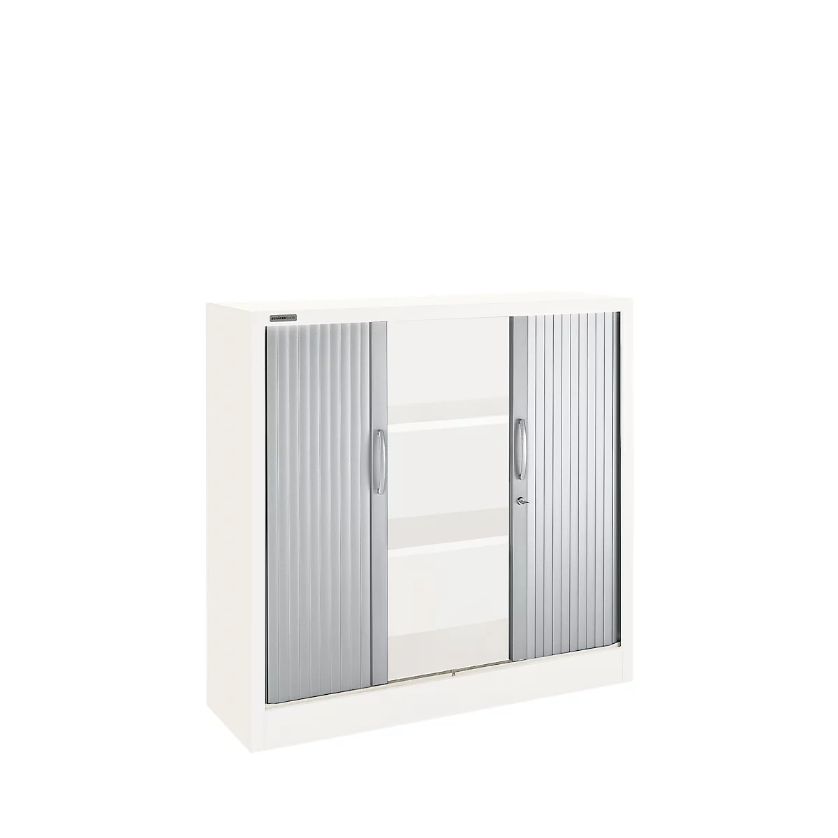 Schäfer Shop Select Roldeurkasten, 3 ordnerhoogten, B 1200 mm, wit/aluminum zilver