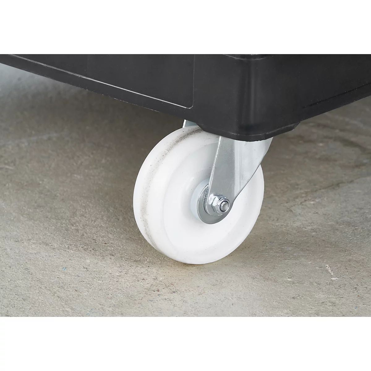 Schäfer Shop Select Rollbox ADB BASICline, 3 côtés, sans étagère intermédiaire, jusqu'à 500 kg, roues pivotantes &amp; fixes, L 724 x l 815 x H 1800 mm, acier &amp; PEHD recyclé