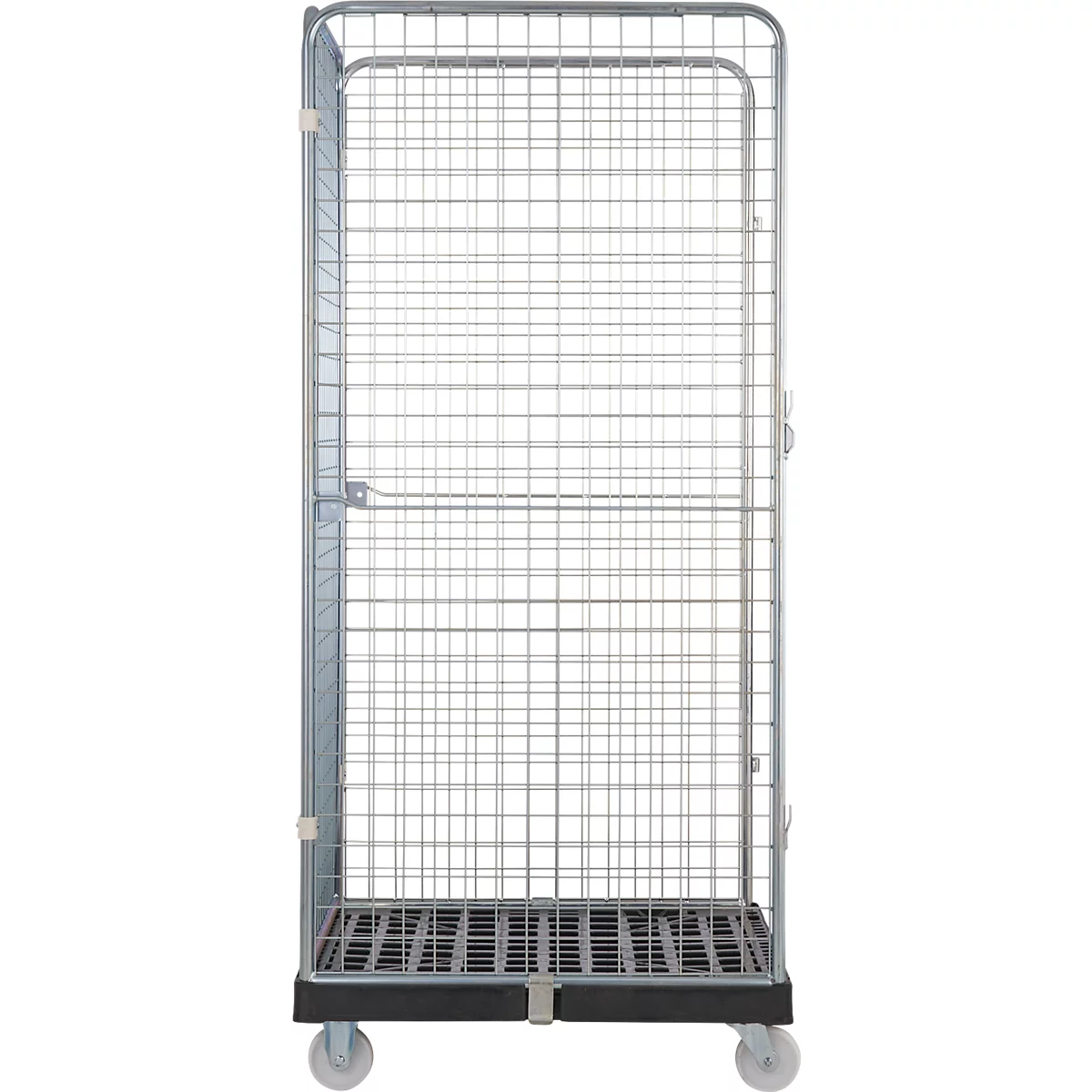 Schäfer Shop Select Rollbox ADB BASICline, 3 côtés, sans étagère intermédiaire, jusqu'à 500 kg, roues pivotantes &amp; fixes, L 724 x l 815 x H 1800 mm, acier &amp; PEHD recyclé