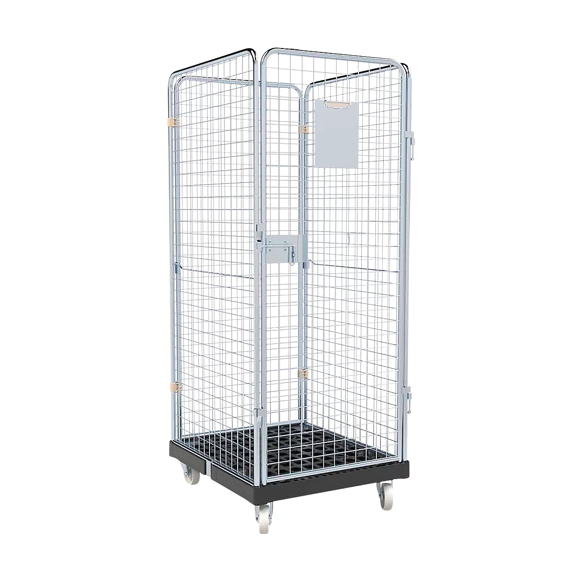 Schäfer Shop Select Rollbox ADB BASICline, 4 côtés, avec porte, sans étagère intermédiaire, jusqu'à 500 kg, roues pivotantes &amp; fixes, L 724 x l 815 x H 1800 mm, acier &amp; PEHD recyclé