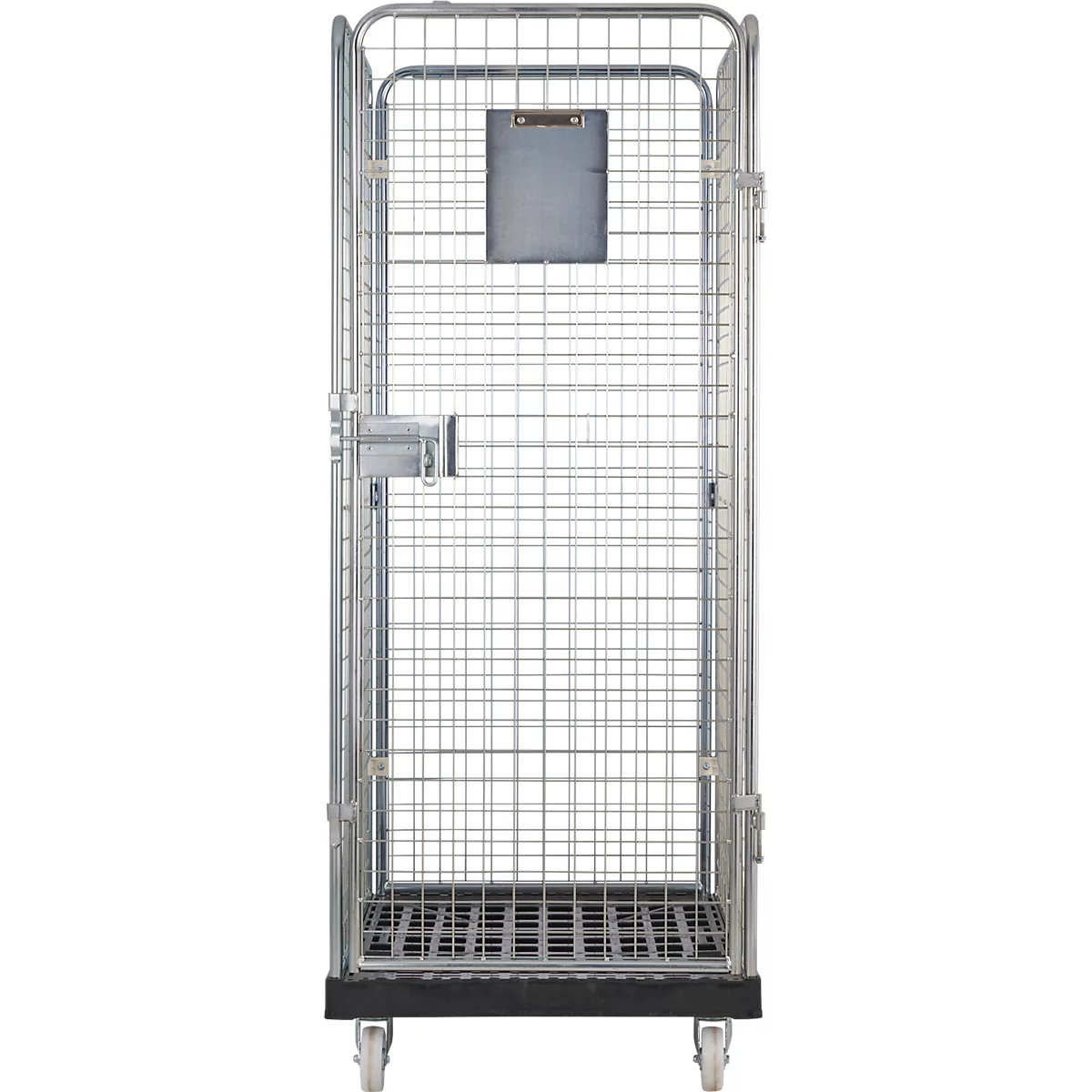 Schäfer Shop Select Rollbox ADB BASICline, 4 côtés, avec porte, sans étagère intermédiaire, jusqu'à 500 kg, roues pivotantes &amp; fixes, L 724 x l 815 x H 1800 mm, acier &amp; PEHD recyclé