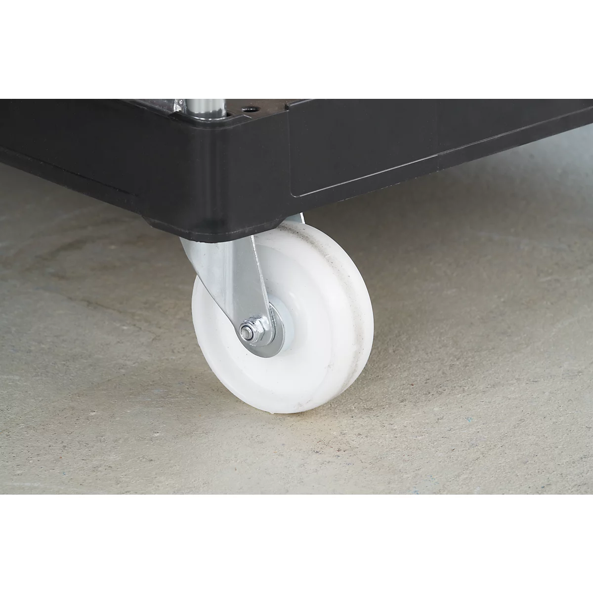 Schäfer Shop Select Rollbox ADB BASICline, 5 faces, avec porte &amp; 1 étagère fixe, jusqu'à 500 kg, roues pivotantes &amp; fixes, L 724 x l 815 x H 1810 mm, acier &amp; PEHD recyclé