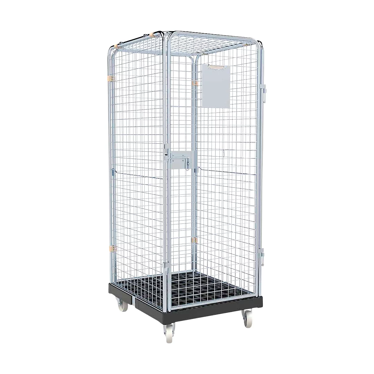 Schäfer Shop Select Rollbox ADB BASICline, 5 faces, avec porte, sans étagère intermédiaire, jusqu'à 500 kg, roues pivotantes &amp; fixes, L 724 x l 815 x H 1810 mm, acier &amp; PEHD recyclé