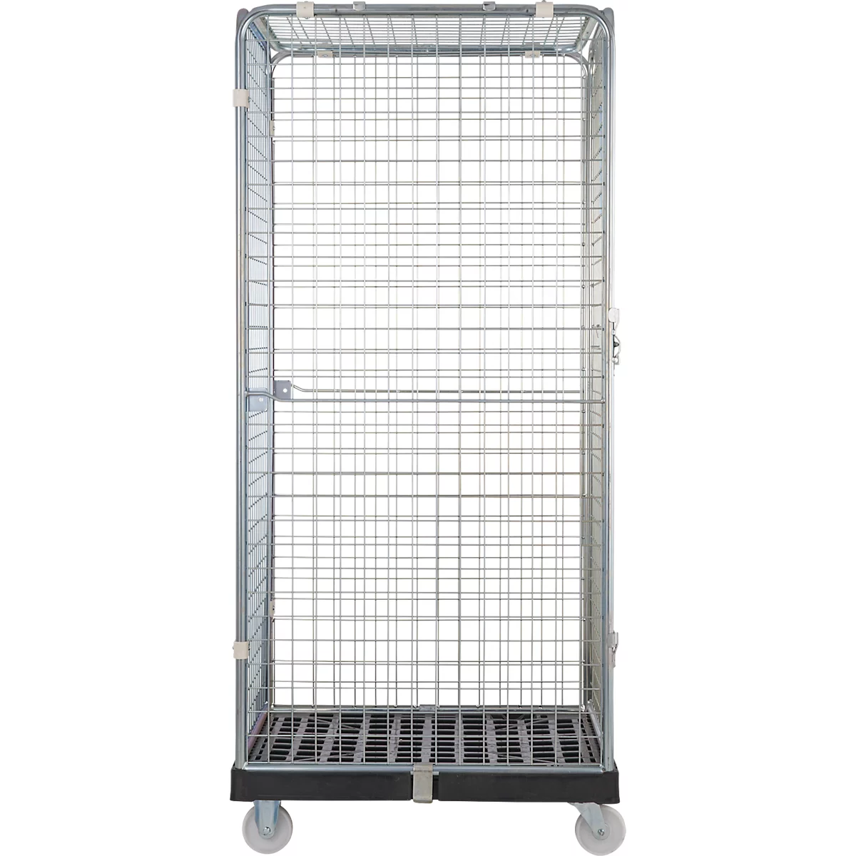 Schäfer Shop Select Rollbox ADB BASICline, 5 faces, avec porte, sans étagère intermédiaire, jusqu'à 500 kg, roues pivotantes &amp; fixes, L 724 x l 815 x H 1810 mm, acier &amp; PEHD recyclé
