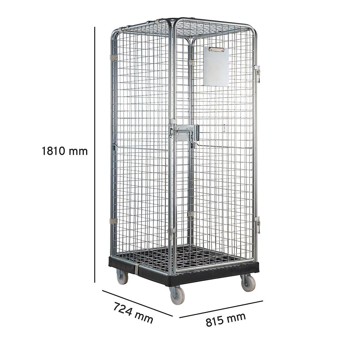 Schäfer Shop Select Rollbox ADB BASICline, 5 faces, avec porte, sans étagère intermédiaire, jusqu'à 500 kg, roues pivotantes &amp; fixes, L 724 x l 815 x H 1810 mm, acier &amp; PEHD recyclé