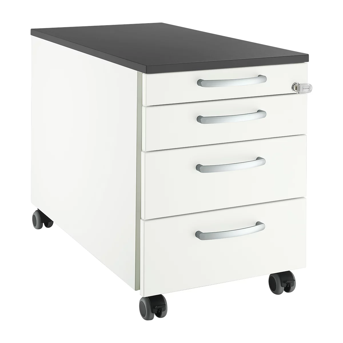 Schäfer Shop Select Rollcontainer 1233, 4 Schübe, Griff rund, weiss/graphit 