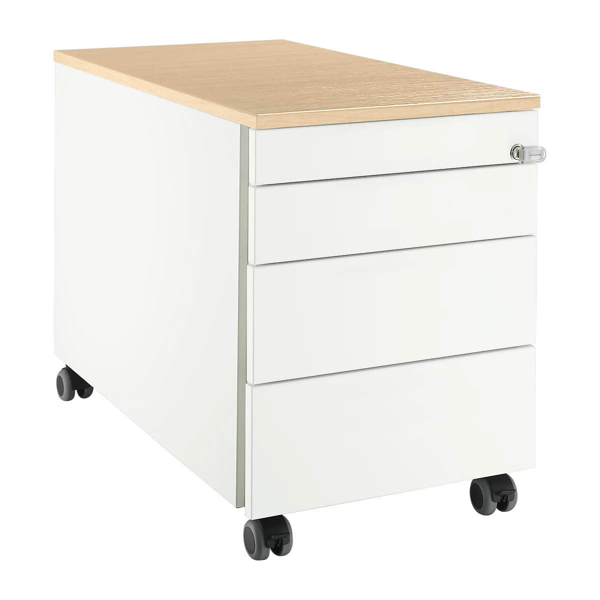 Schäfer Shop Select Rollcontainer 1233, 4 Schübe, mit Griffnut, weiß/Ahorn-Dekor 