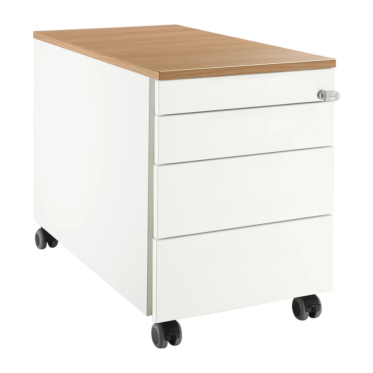 Schäfer Shop Select Rollcontainer 1233, 4 Schübe, mit Griffnut, weiß/Kirsche-Romana 