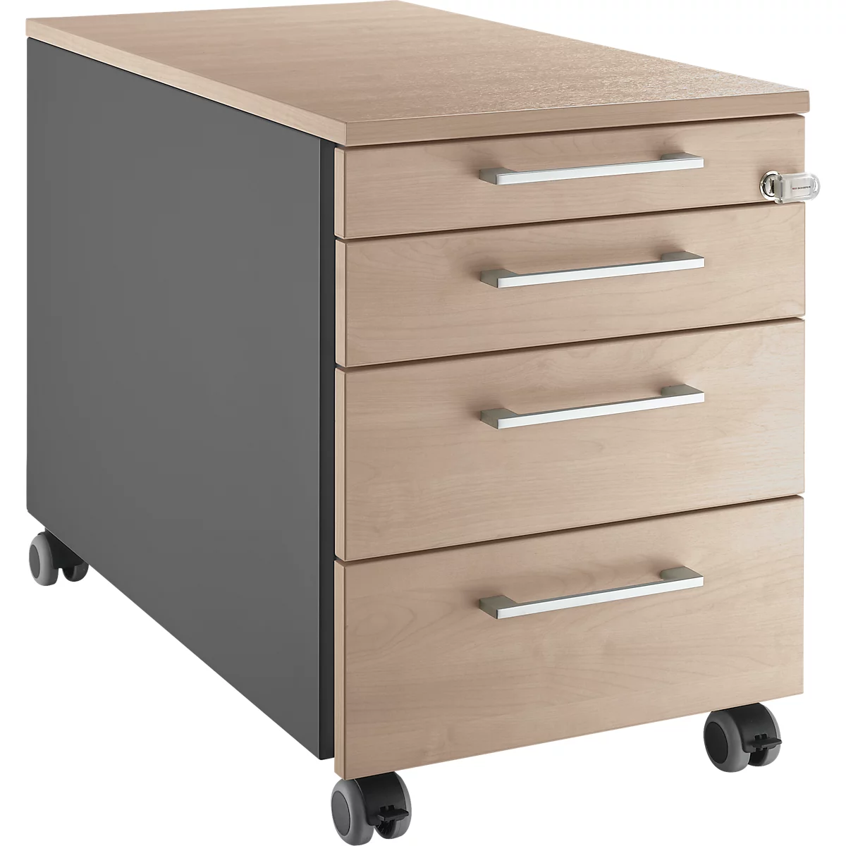 Schäfer Shop Select Rollcontainer 1233, mit Griff eckig, anthrazit/Eiche-Dekor