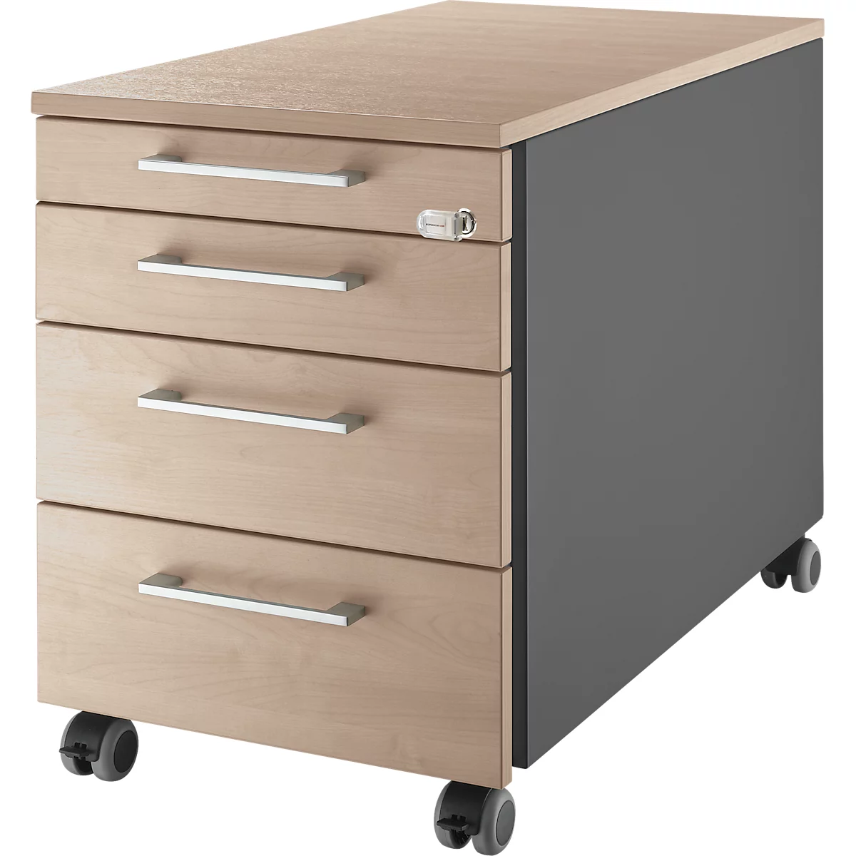 Schäfer Shop Select Rollcontainer 1233, mit Griff eckig, anthrazit/Eiche-Dekor