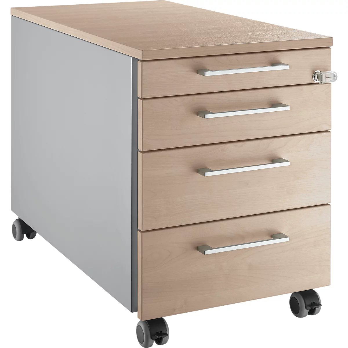 Schäfer Shop Select Rollcontainer 1233, mit Griff eckig, weißalu//Eiche-Dekor