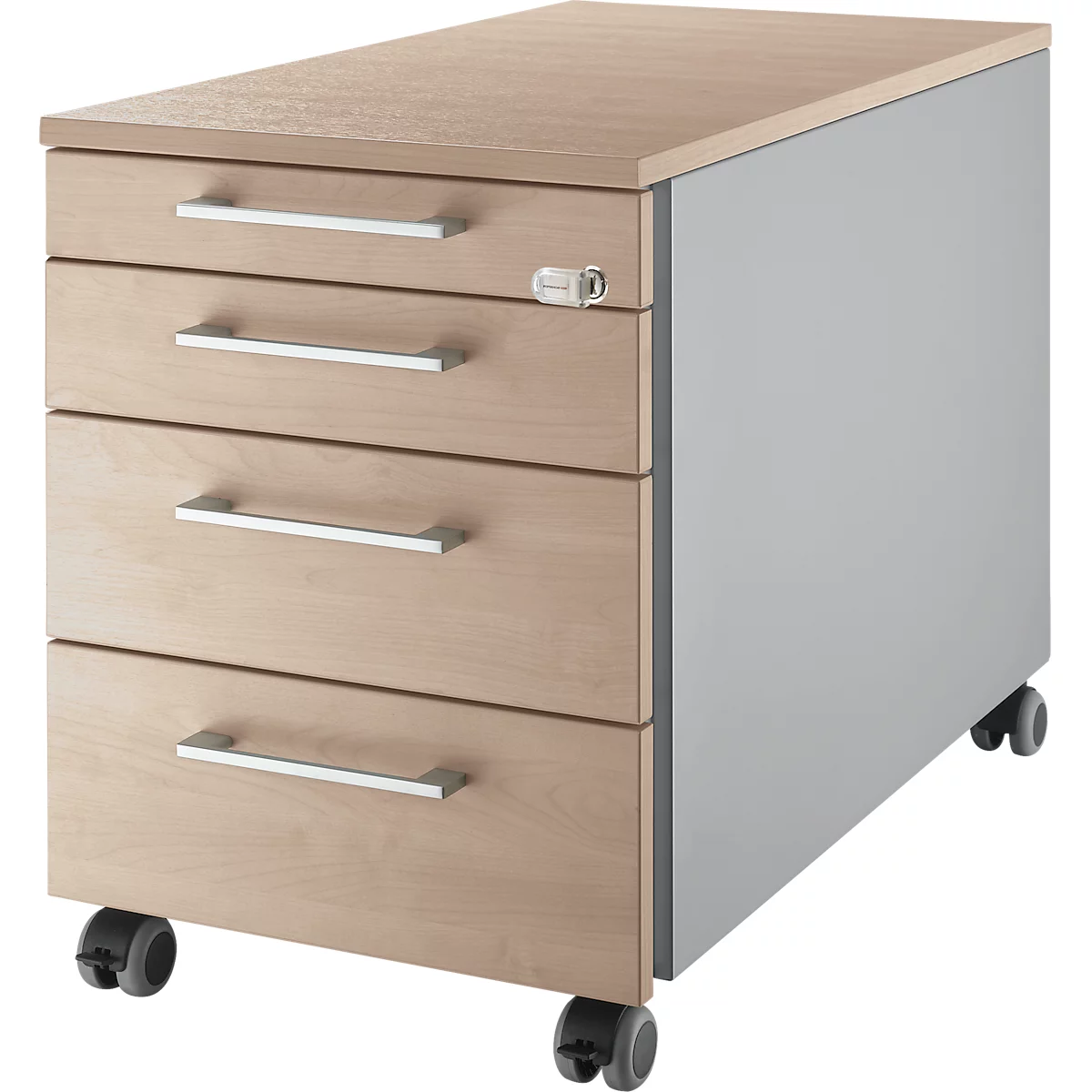 Schäfer Shop Select Rollcontainer 1233, mit Griff eckig, weißalu//Eiche-Dekor
