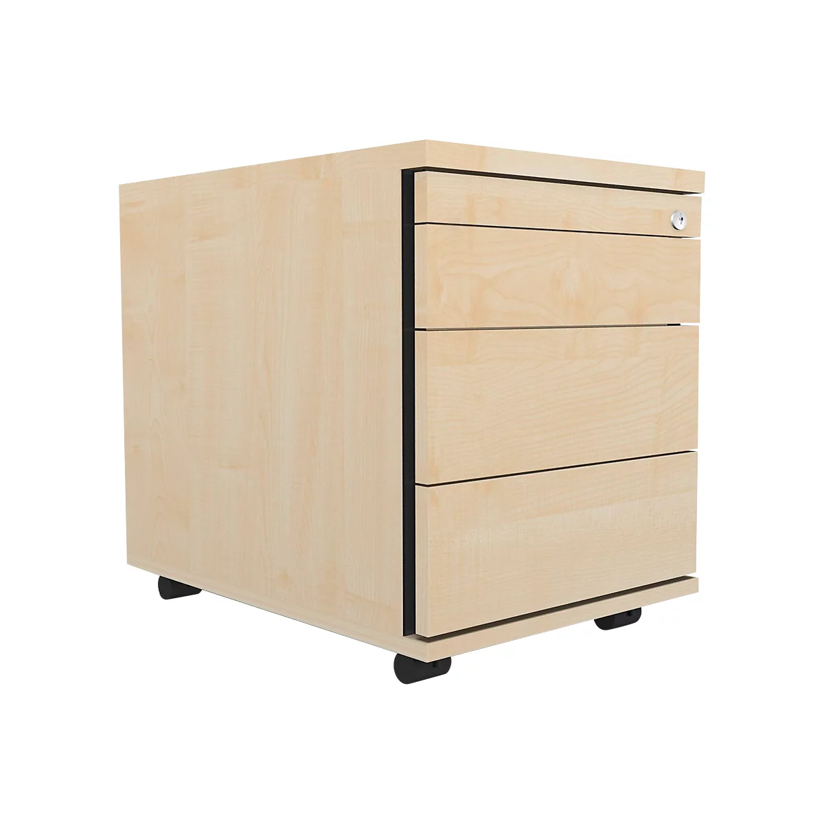 Schäfer Shop Select Rollcontainer 1233, Utensilienauszug + Schubladen, abschliessbar, Spanplatte, B 428 x T 600 x H 540 mm, Ahorn
