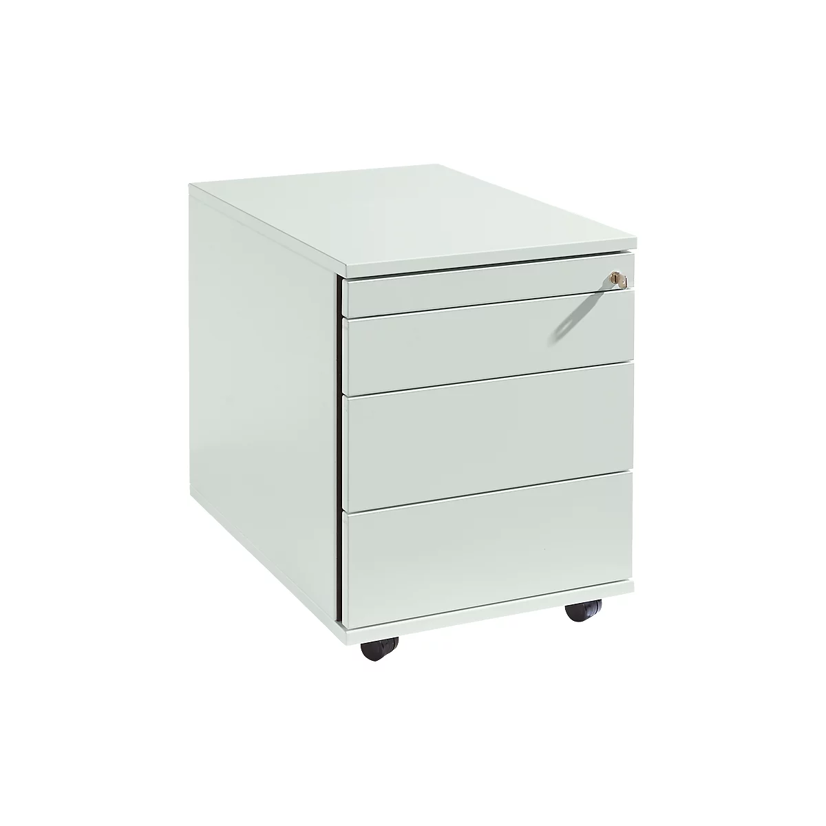 Schäfer Shop Select Rollcontainer 1233, Utensilienauszug + Schubladen, abschliessbar, Spanplatte, B 428 x T 600 x H 540 mm, lichtgrau