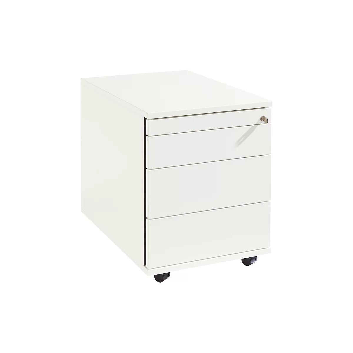 Schäfer Shop Select Rollcontainer 1233, Utensilienauszug + Schubladen, abschliessbar, Spanplatte, B 428 x T 600 x H 540 mm, weiss