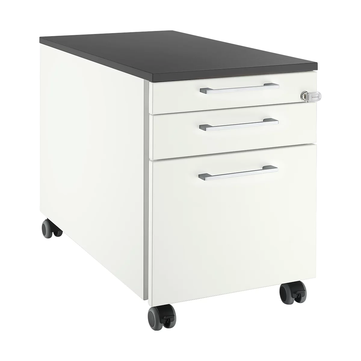 Schäfer Shop Select Rollcontainer 126, 3 Schübe, Griff eckig, weiß/graphit 