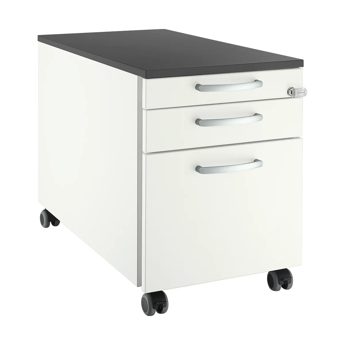 Schäfer Shop Select Rollcontainer 126, 3 Schübe, Griff rund,weiß/graphit 