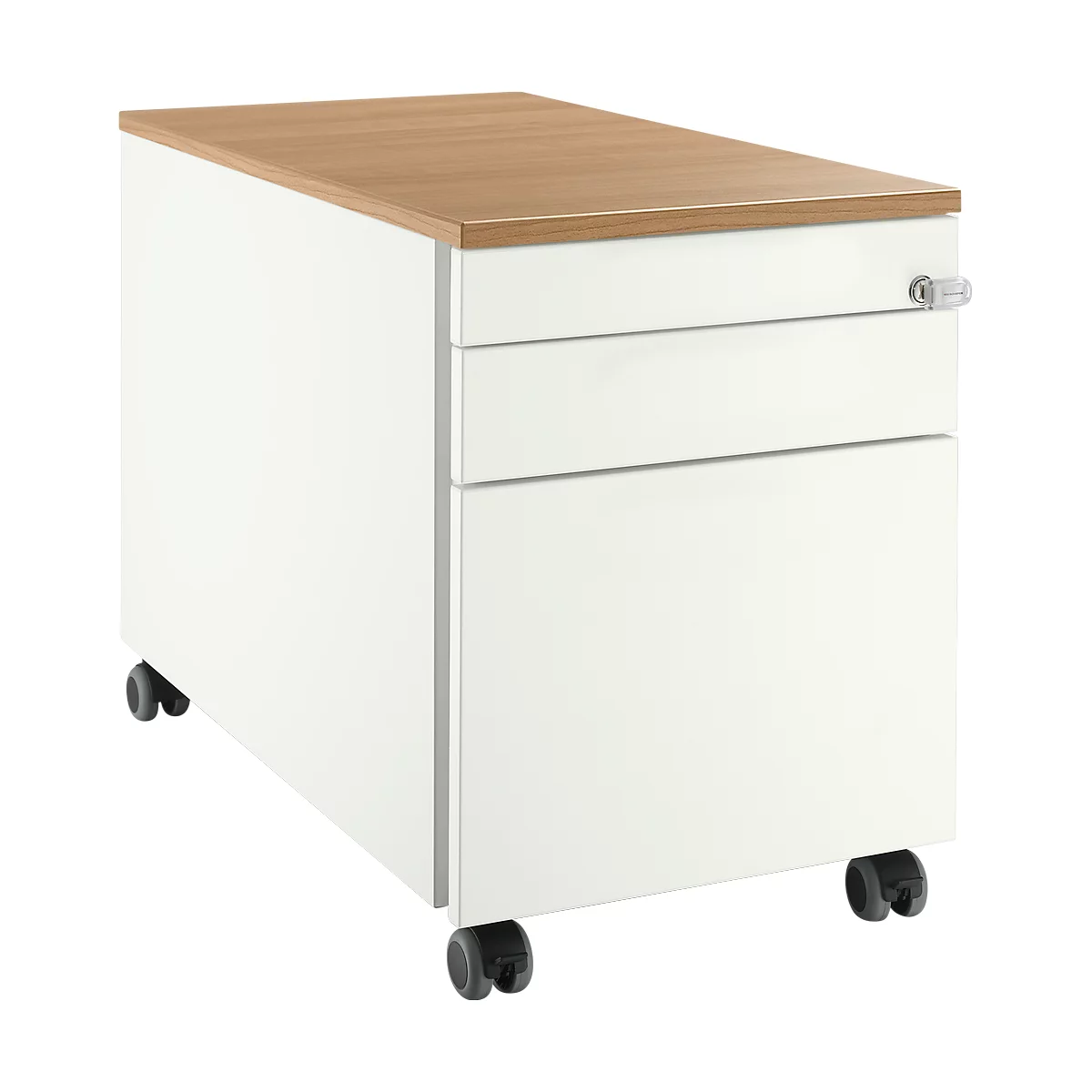 Schäfer Shop Select Rollcontainer 126, 3 Schübe, mit Griffnut, weiß/Kirsche-Romana 