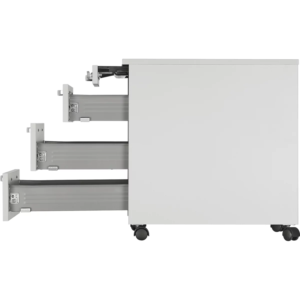 Schäfer Shop Select Rollcontainer LOGIN, 3 Schubladen, 1 Utensilienauszug, Zentralverriegelung, B 432 x T 580 x H 595 mm, lichtgrau 