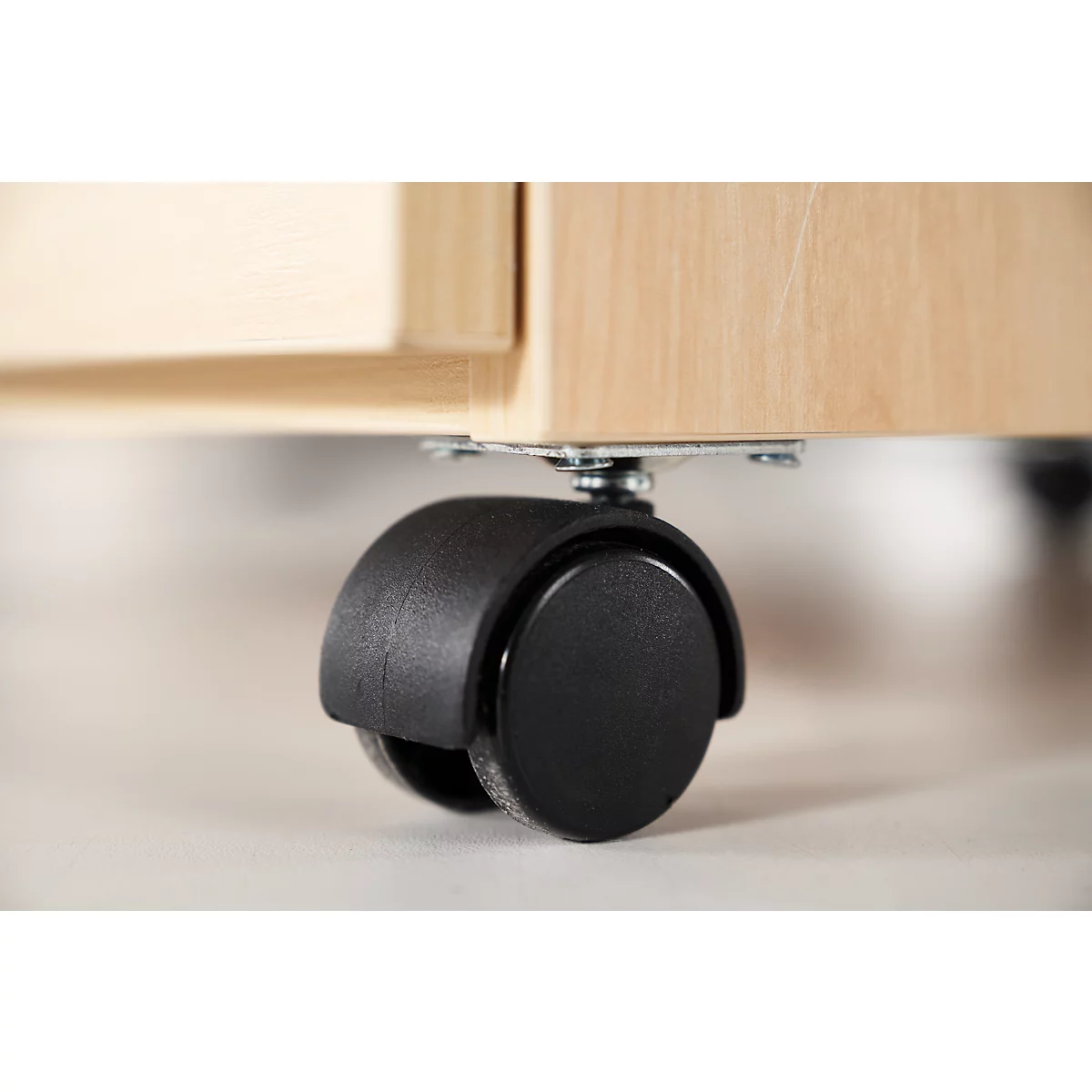 Schäfer Shop Select Rollcontainer LOGIN, 3 Schubladen, 1 Utensilienauszug, Zentralverriegelung, B 432 x T 580 x H 595 mm, weiß/Ahorn Dekor