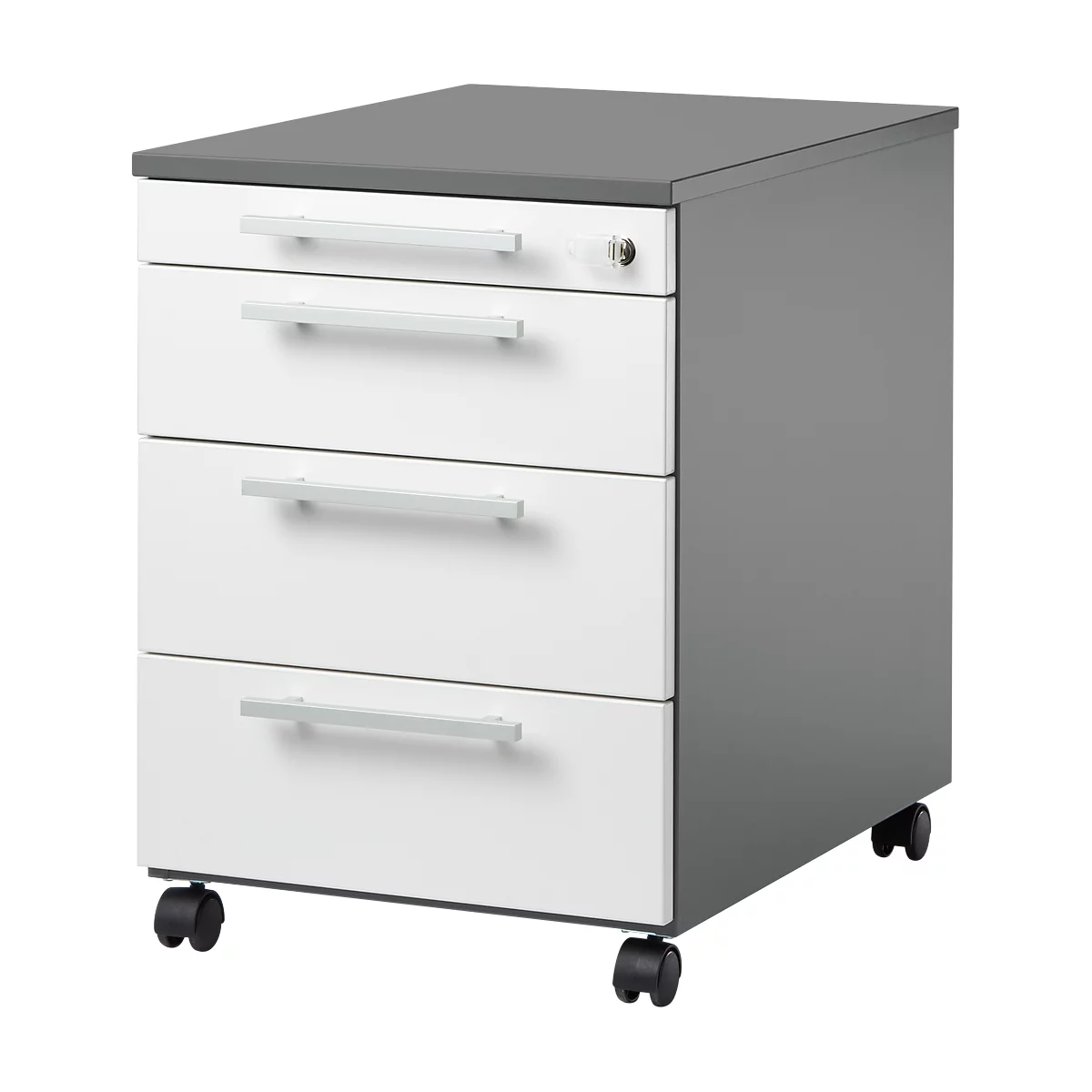 Schäfer Shop Select Rollcontainer SET UP, abschließbar, B 432 x T 580 x H 595 mm, graphit/weiß 