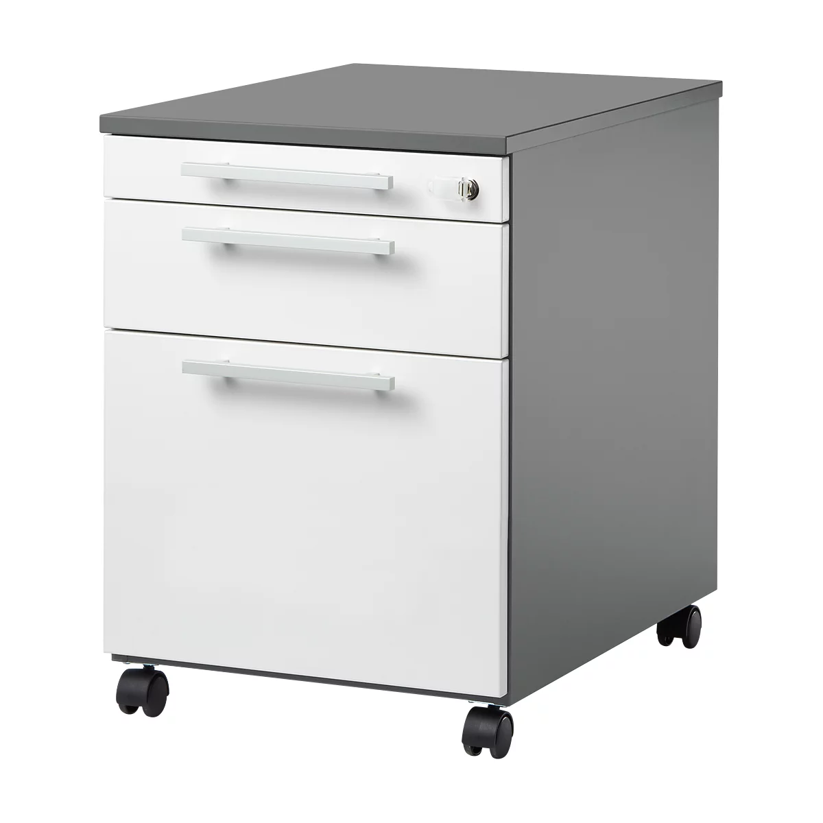 Schäfer Shop Select Rollcontainer SET UP mit HR, abschließbar, B 432 x T 580 x H 595 mm, graphit/weiß 