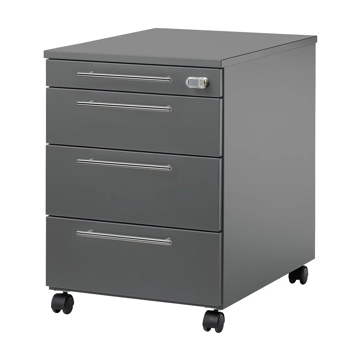 Schäfer Shop Select Rollcontainer Start Off 1233, 3 Schübe + Utensilienauszug, abschliessbar, B 432 x T 580 x H 595 mm, graphit/graphit 