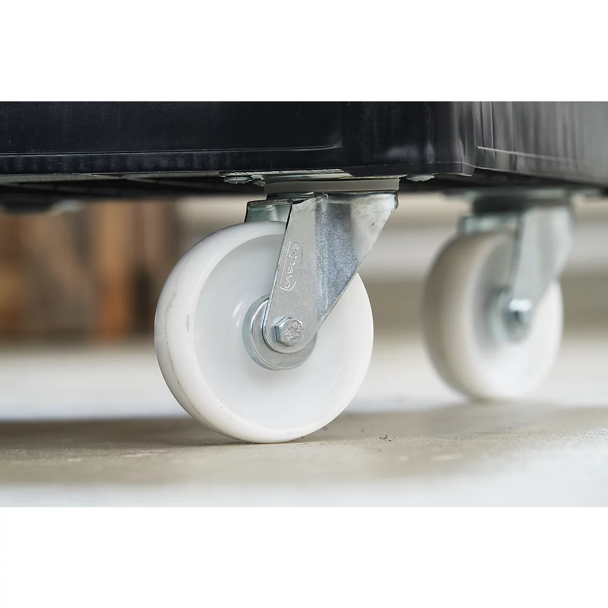 Schäfer Shop Select Rouleau de transport BASICline, jusqu'à 500 kg, sans barre de poussée, L 815 x l 724 x H 192 mm, PEHD recyclé, noir