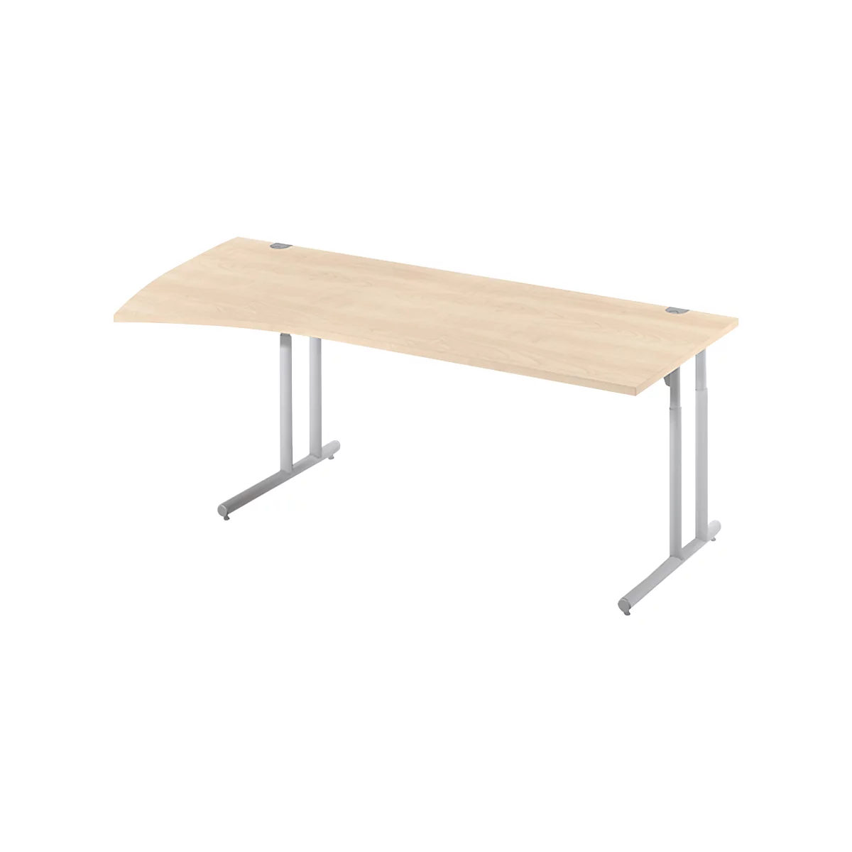 Schäfer Shop Select Rundbogenschreibtisch COMBITEC, B 2000 x T 800/1000 mm, Ahorn/weißalu 