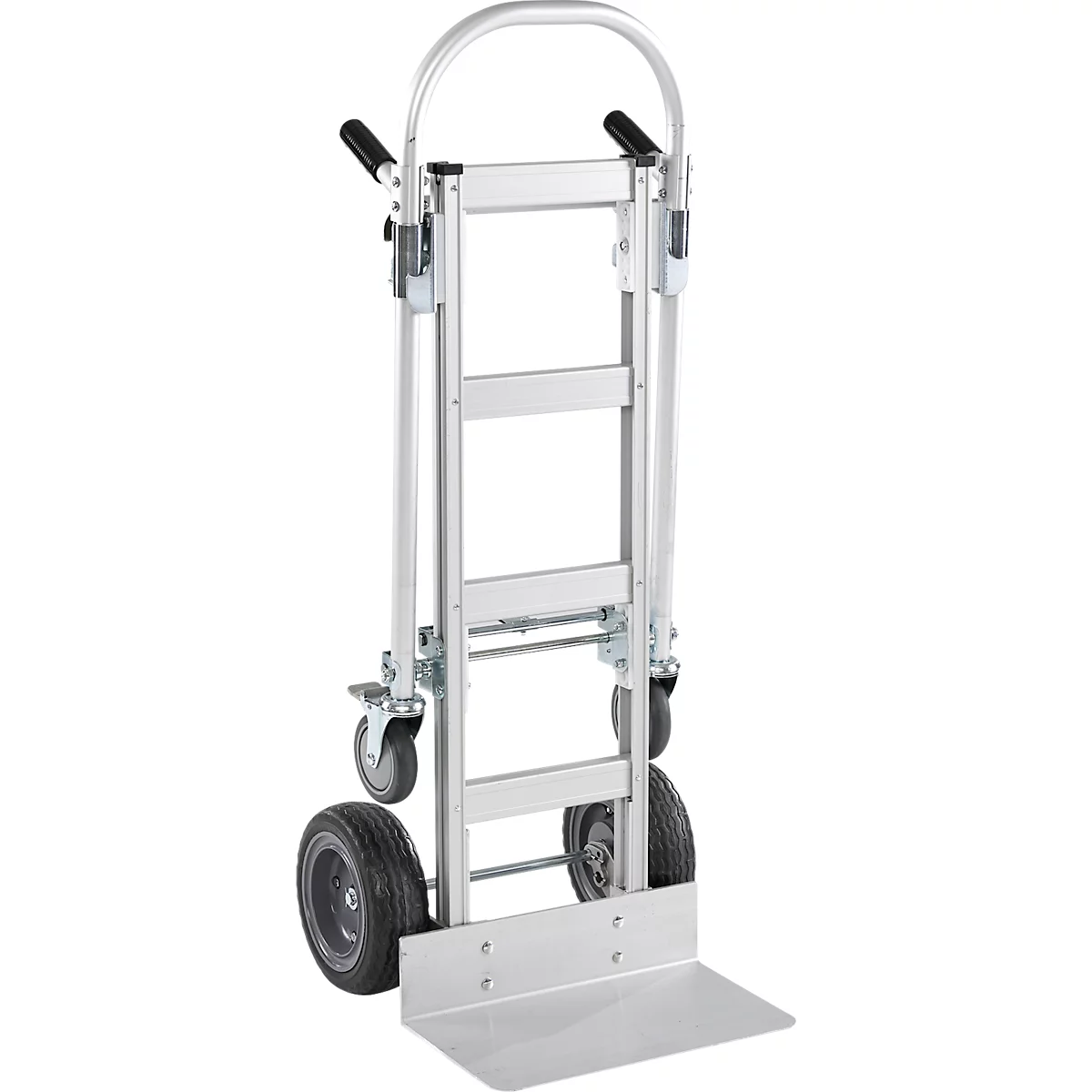 Schäfer Shop Select Sackkarre, 2-in-1, Tragkraft 250 kg, klappbar, Bock- und Lenkrollen, Aluminium/Kunststoff, schwarz-silber