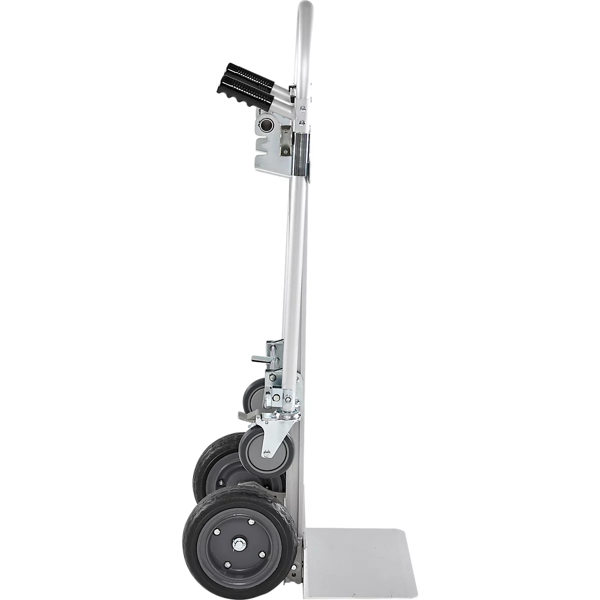 Schäfer Shop Select Sackkarre, 2-in-1, Tragkraft 250 kg, klappbar, Bock- und Lenkrollen, Aluminium/Kunststoff, schwarz-silber