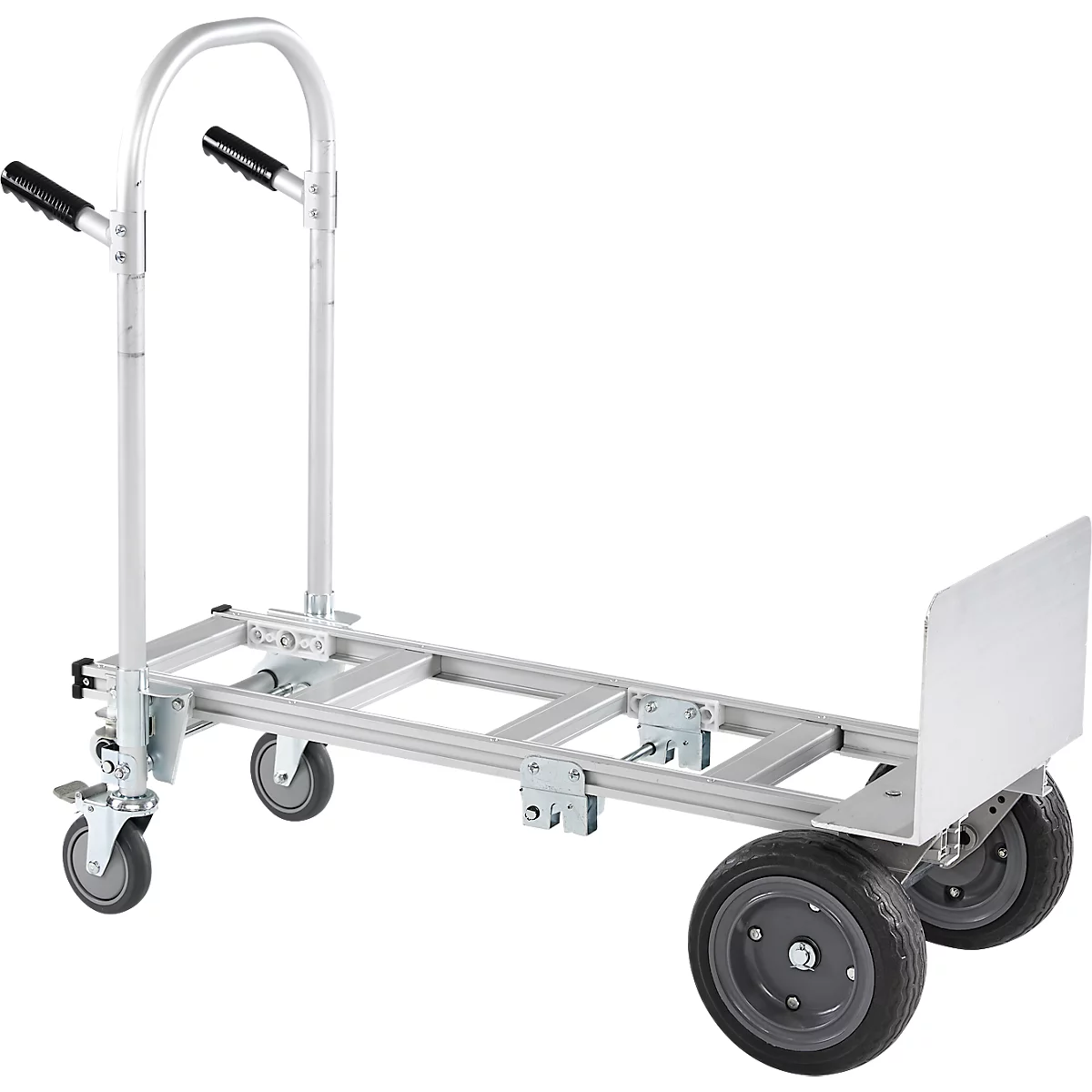 Schäfer Shop Select Sackkarre, 2-in-1, Tragkraft 250 kg, klappbar, Bock- und Lenkrollen, Aluminium/Kunststoff, schwarz-silber