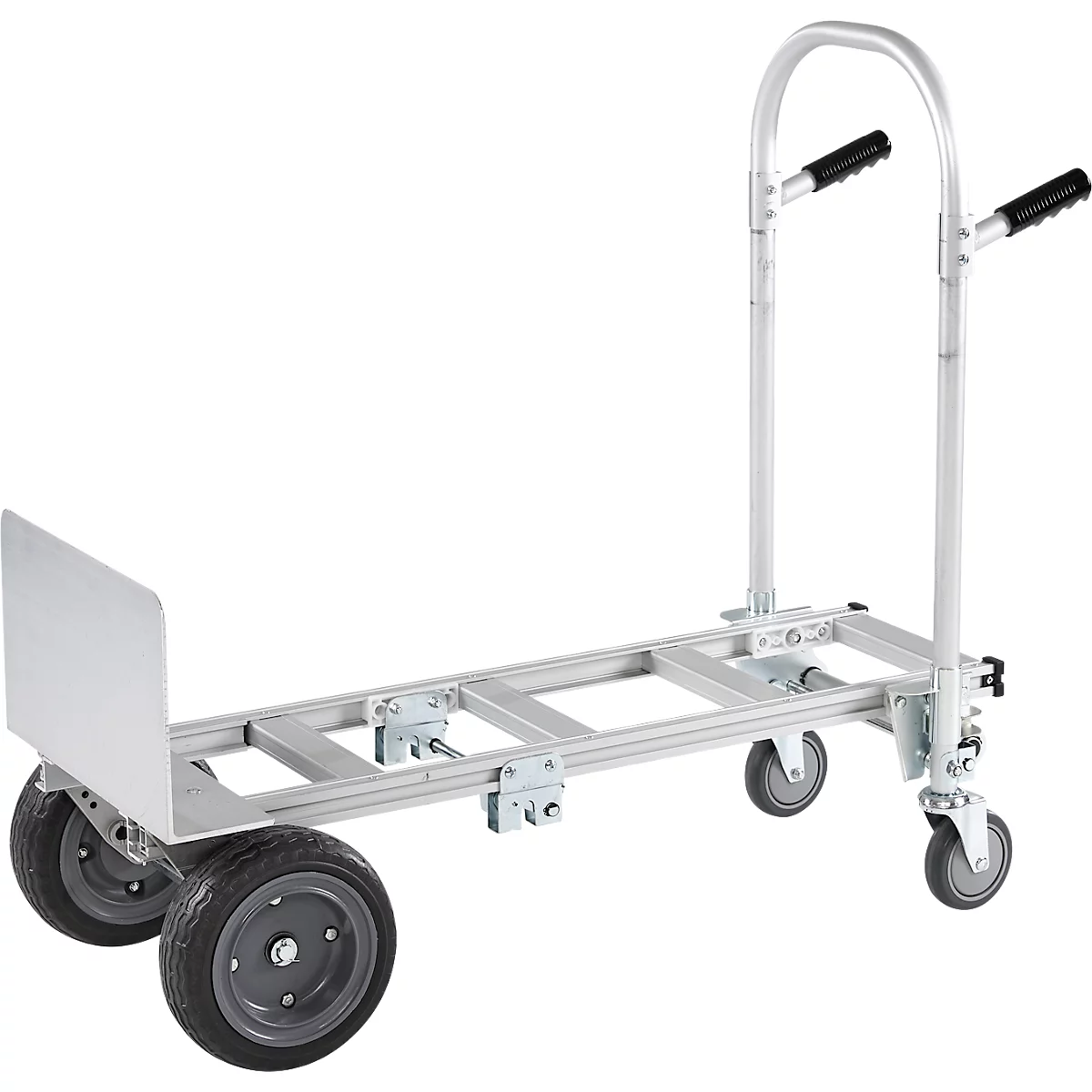 Schäfer Shop Select Sackkarre, 2-in-1, Tragkraft 250 kg, klappbar, Bock- und Lenkrollen, Aluminium/Kunststoff, schwarz-silber