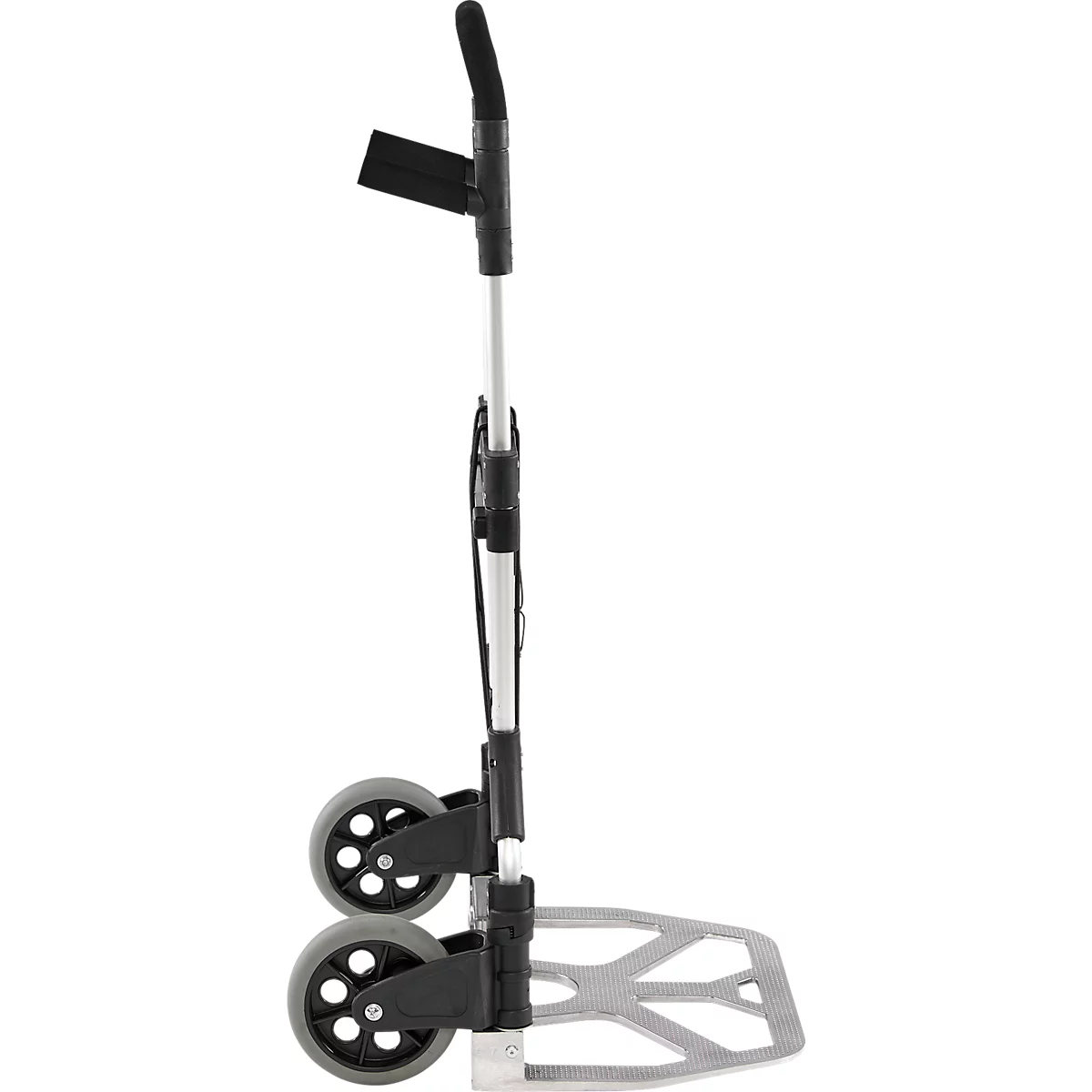 Schäfer Shop Select Sackkarre, Tragkraft 200 kg, klappbar, schwenkbare Handgriffe, Spannband, 2 Bockrollen, Aluminium/Kunststoff, rot-schwarz-silber