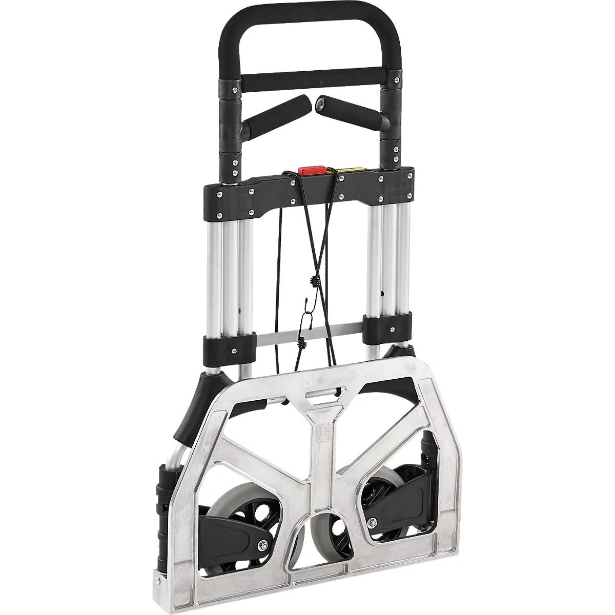Schäfer Shop Select Sackkarre, Tragkraft 200 kg, klappbar, schwenkbare Handgriffe, Spannband, 2 Bockrollen, Aluminium/Kunststoff, rot-schwarz-silber