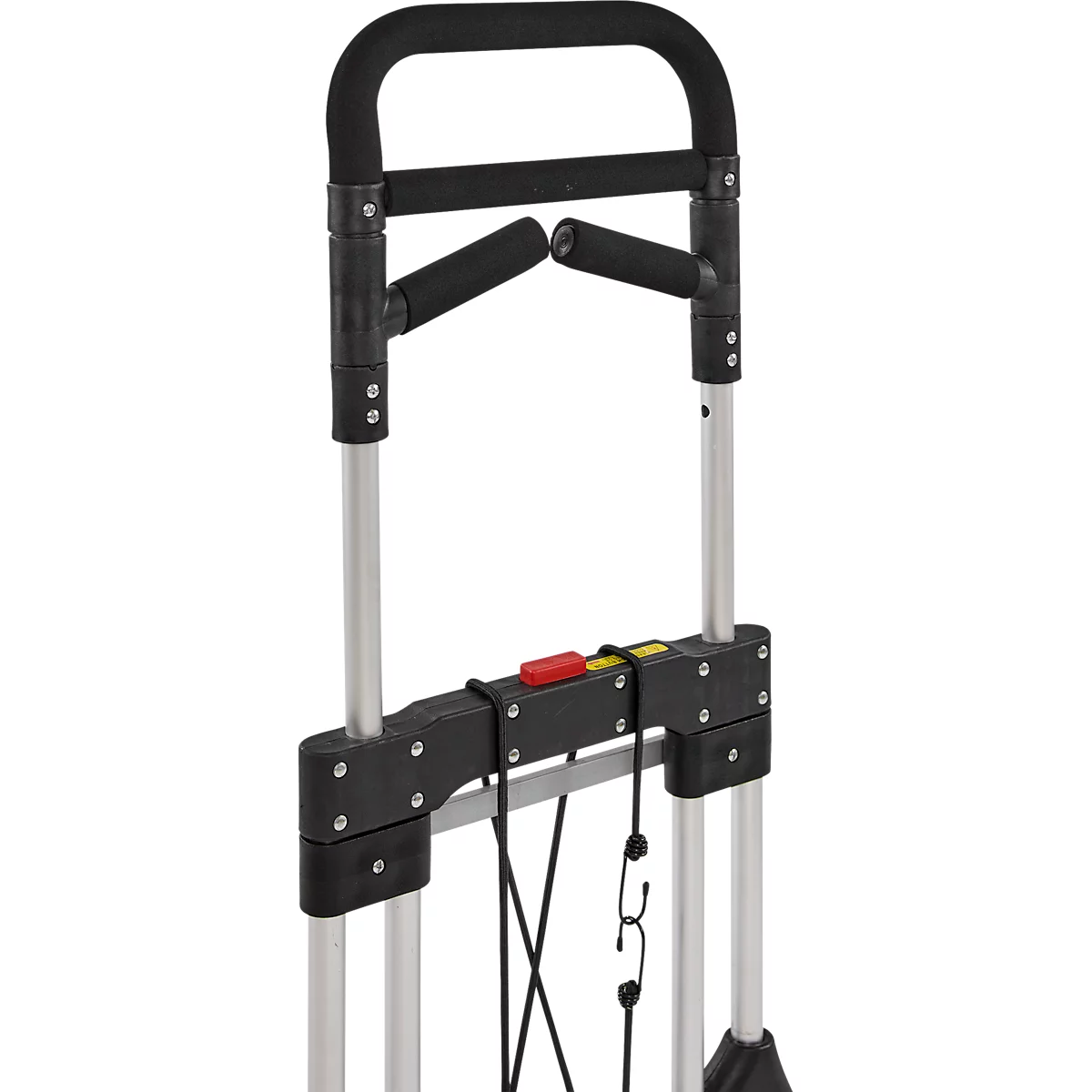 Schäfer Shop Select Sackkarre, Tragkraft 200 kg, klappbar, schwenkbare Handgriffe, Spannband, 2 Bockrollen, Aluminium/Kunststoff, rot-schwarz-silber