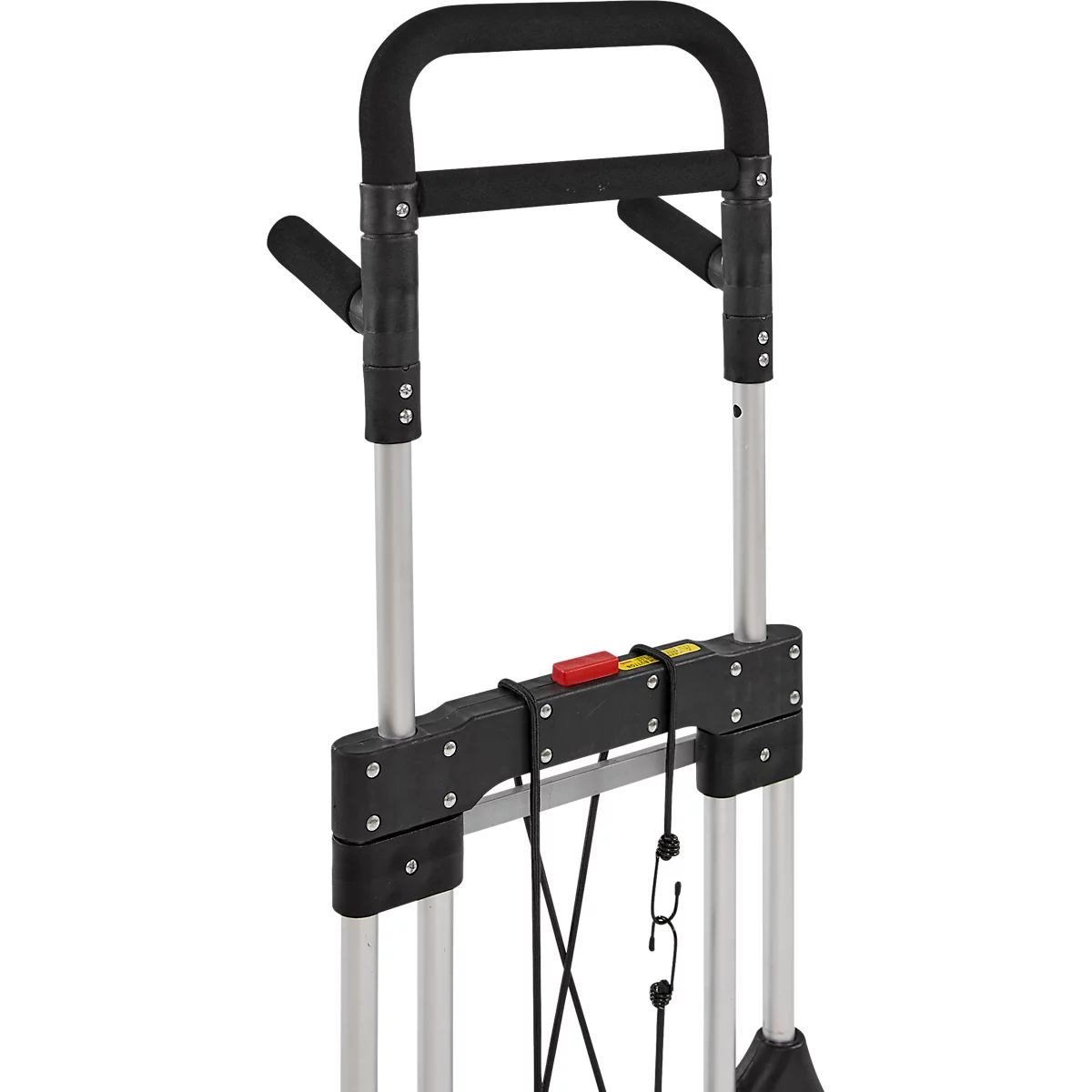 Schäfer Shop Select Sackkarre, Tragkraft 200 kg, klappbar, schwenkbare Handgriffe, Spannband, 2 Bockrollen, Aluminium/Kunststoff, rot-schwarz-silber
