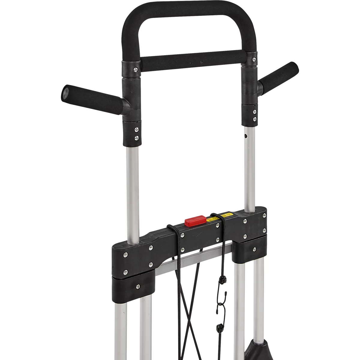 Schäfer Shop Select Sackkarre, Tragkraft 200 kg, klappbar, schwenkbare Handgriffe, Spannband, 2 Bockrollen, Aluminium/Kunststoff, rot-schwarz-silber