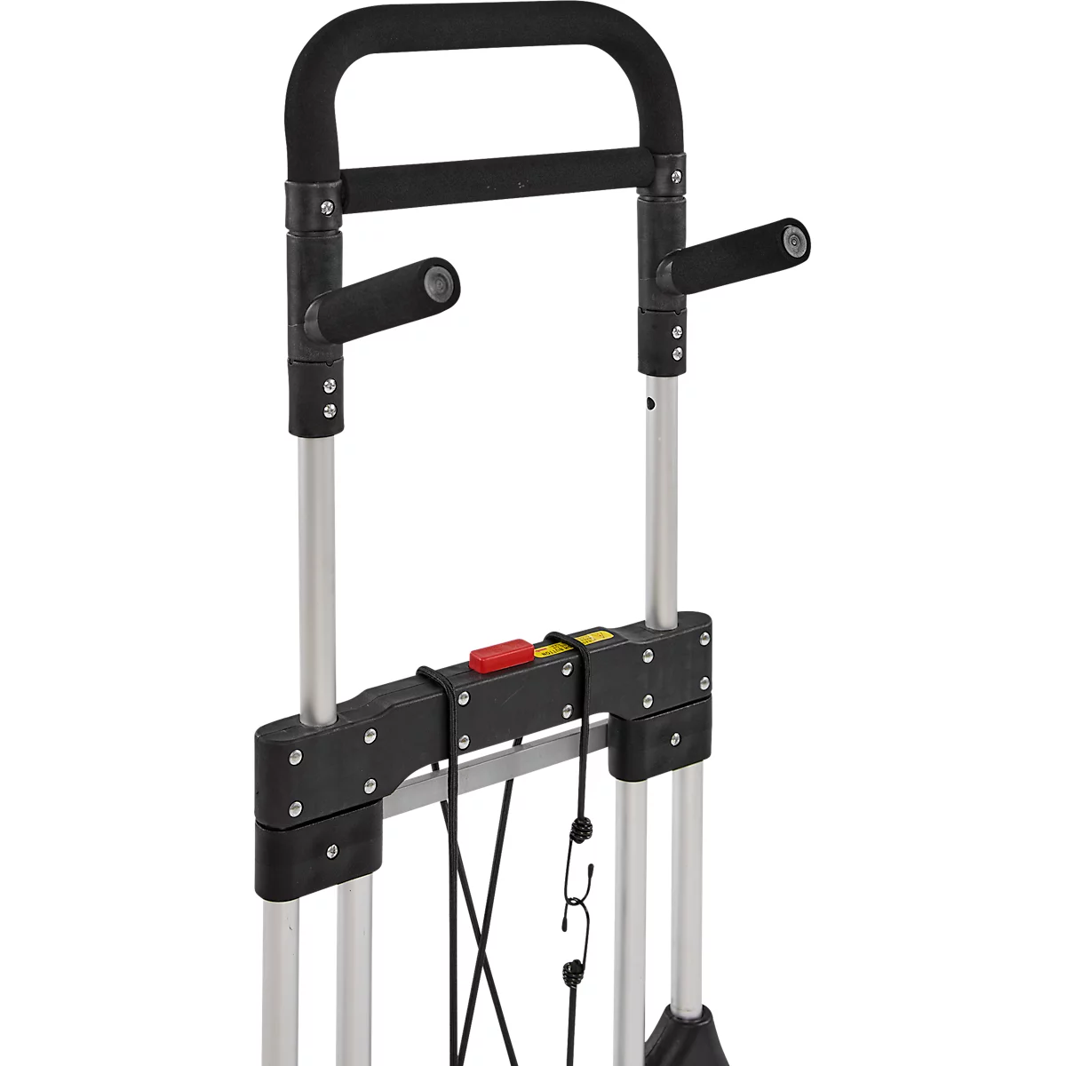 Schäfer Shop Select Sackkarre, Tragkraft 200 kg, klappbar, schwenkbare Handgriffe, Spannband, 2 Bockrollen, Aluminium/Kunststoff, rot-schwarz-silber