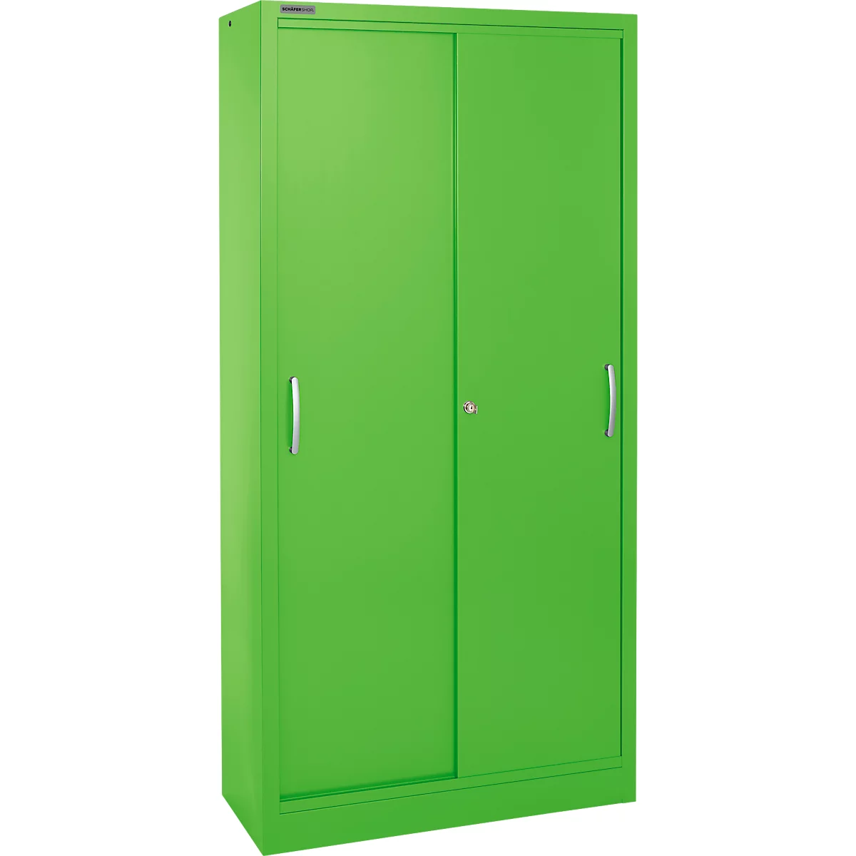 Schäfer Shop Select Schiebetürenschrank, 5 Ordnerhöhen, B 1200 mm, apfelgrün RAL 6018