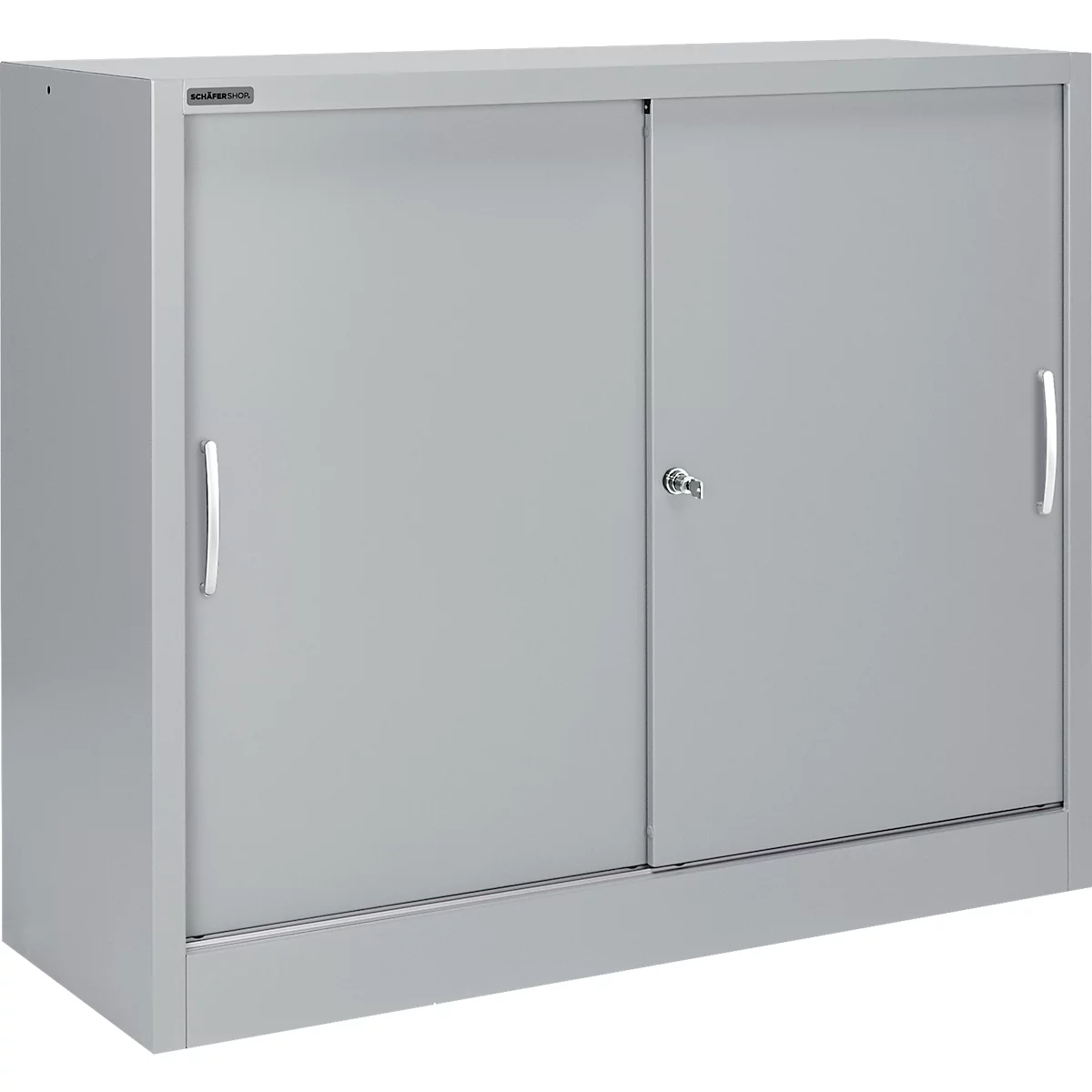 Schäfer Shop Select Schiebetürenschrank MS iCONOMY, Stahl, 3 Ordnerhöhen, B 1200 x T 400 x H 1215 mm, weißaluminium RAL 9006