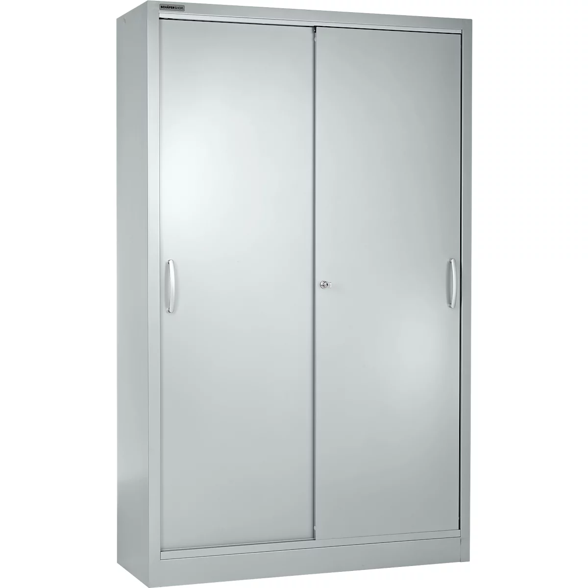 Schäfer Shop Select Schiebetürenschrank MS iCONOMY, Stahl, 5 Ordnerhöhen, B 1200 x T 400 x H 1935 mm, weißaluminium RAL 9006
