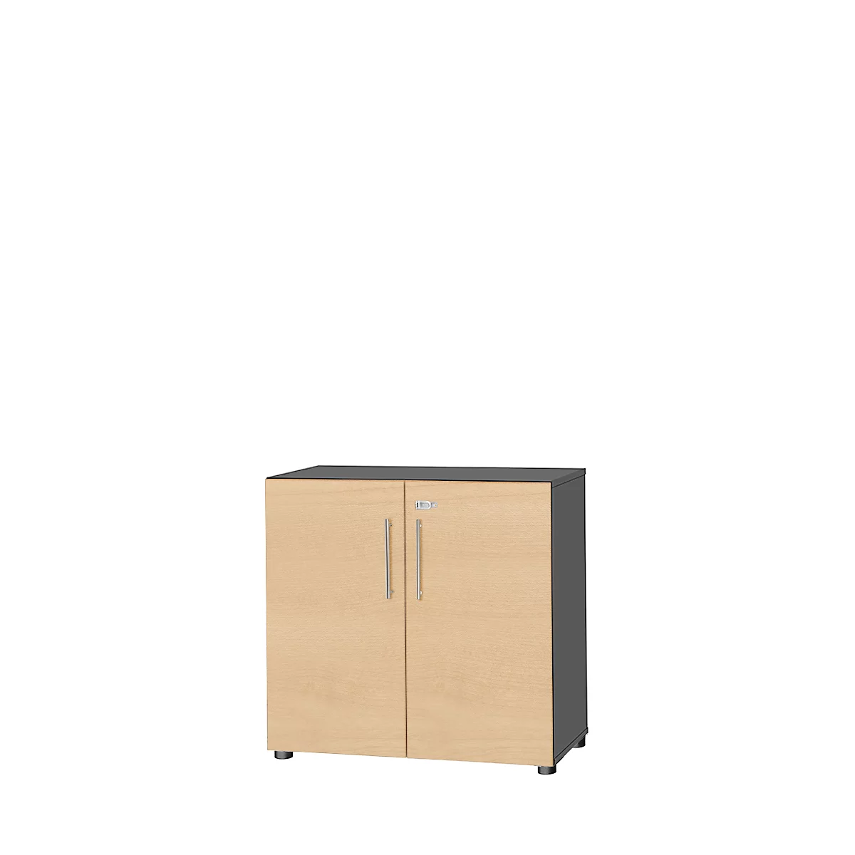 Schäfer Shop Select Schrank Start Off, 2 OH, abschließbar, B 800 x T 420 x H 744 mm, Holz, graphit/ahorn 
