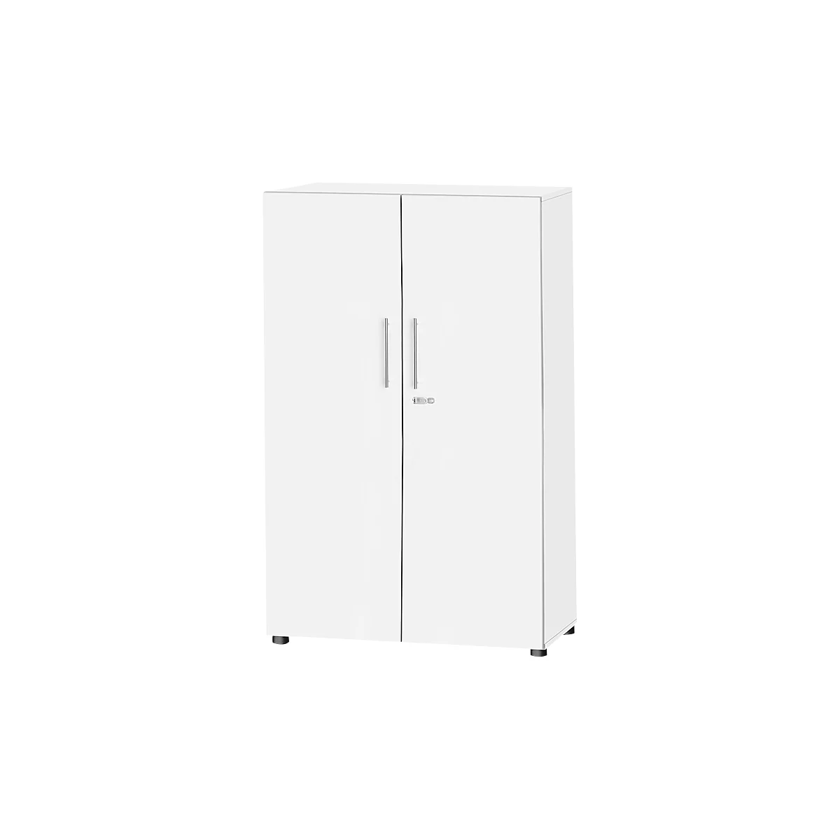 Schäfer Shop Select Schrank Start Off, 4 OH, abschließbar, B 800 x T 420 x H 1470 mm, Holz, weiß/weiß 