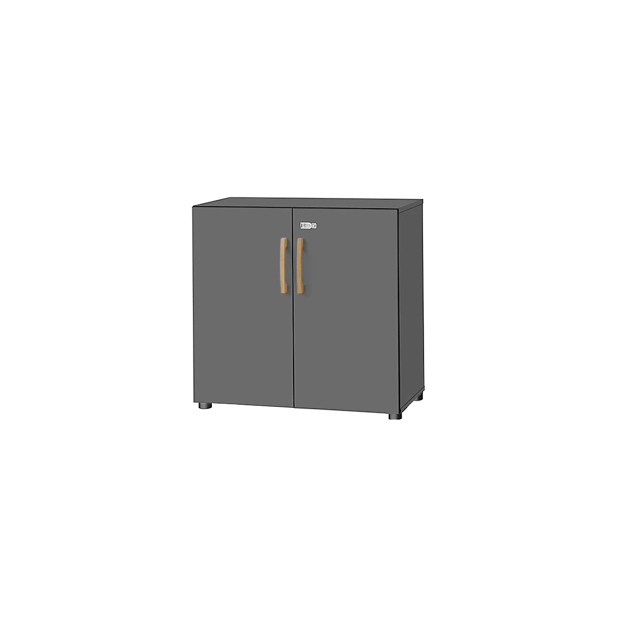 Schäfer Shop Select Schrank Start Off Wood, 2 OH, abschließbar, B 800 x T 420 x H 788 mm, Holz, graphit