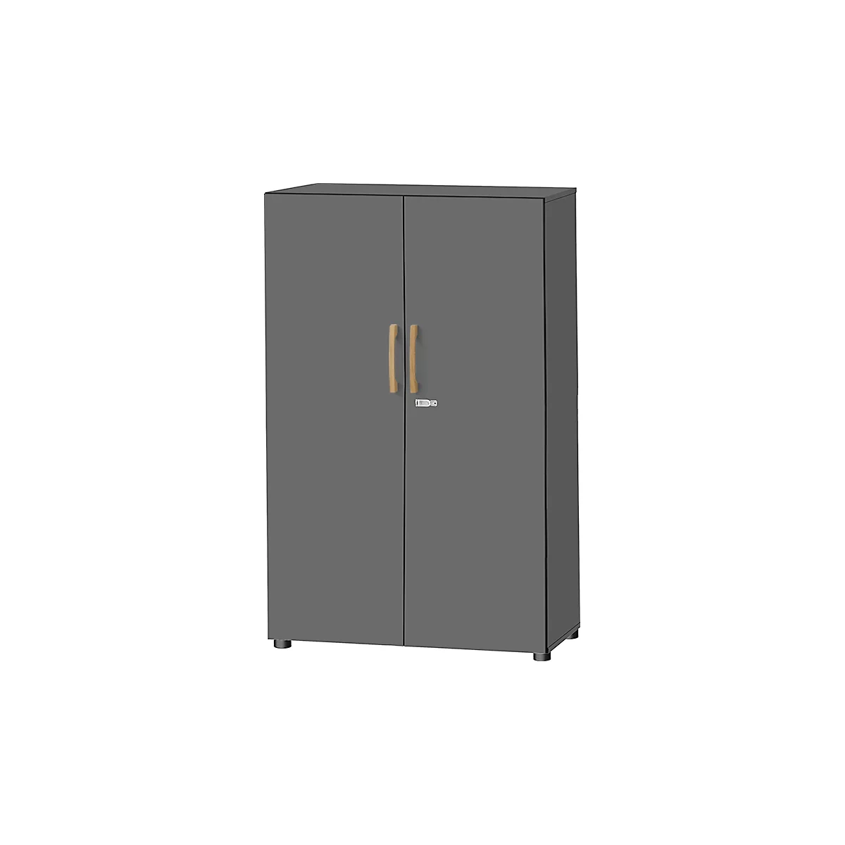 Schäfer Shop Select Schrank Start Off Wood, 4 OH, abschließbar, B 800 x T 420 x H 1514 mm, Holz, graphit