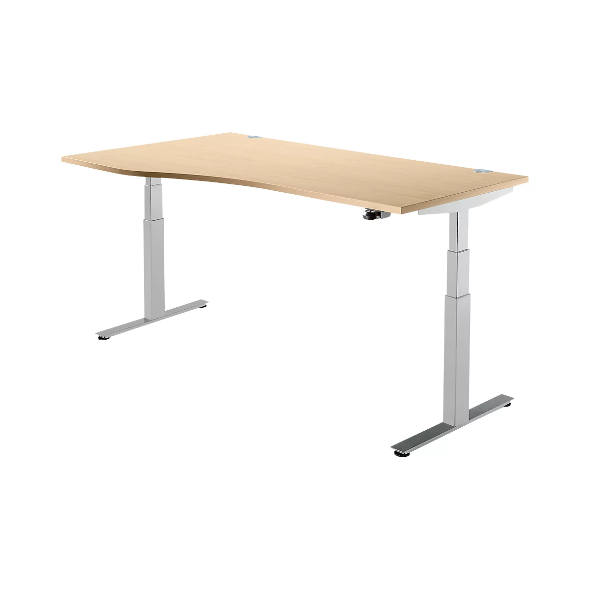 Schäfer Shop Select Schreibtisch DRIVE UP 2, elektrisch höhenverstellbar, Freiform, Ansatz links, T-Fuß, B 1800 mm, Ahorn/weißalu