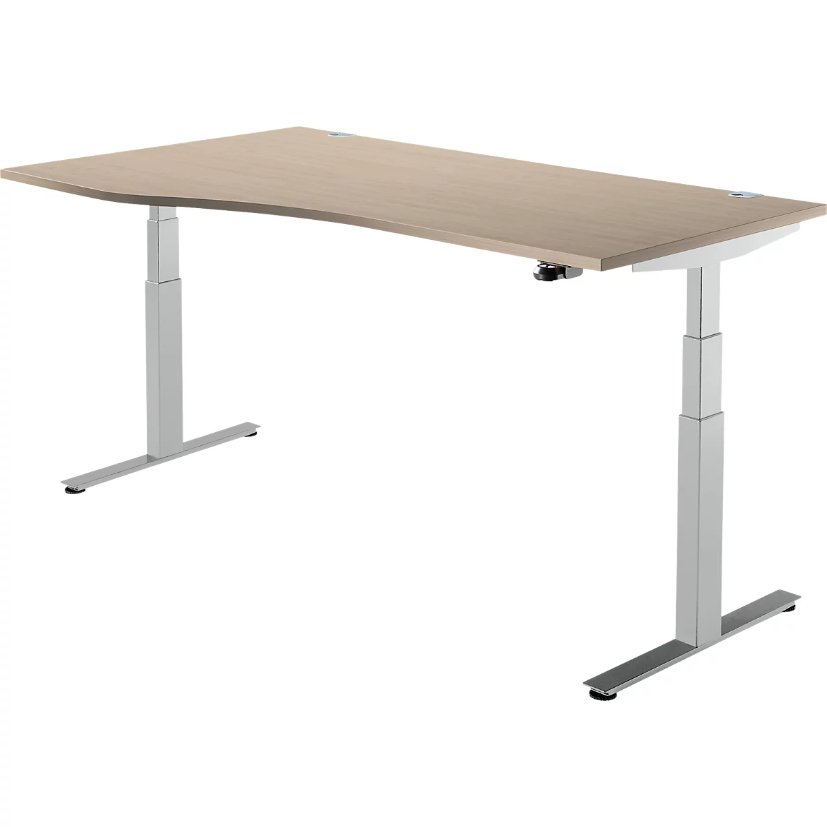 Schäfer Shop Select Schreibtisch DRIVE UP 2, elektrisch höhenverstellbar, Freiform, Ansatz links, T-Fuß, B 1800 mm, Eiche/weißalu